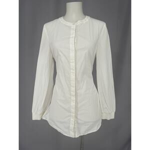 St. John Blouse Womens 6 White Round Neck Long Sleeve Tunic Belted